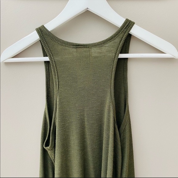 Free People Long Beach Ribbed Knit Slub Tank Green - Picture 4 of 9